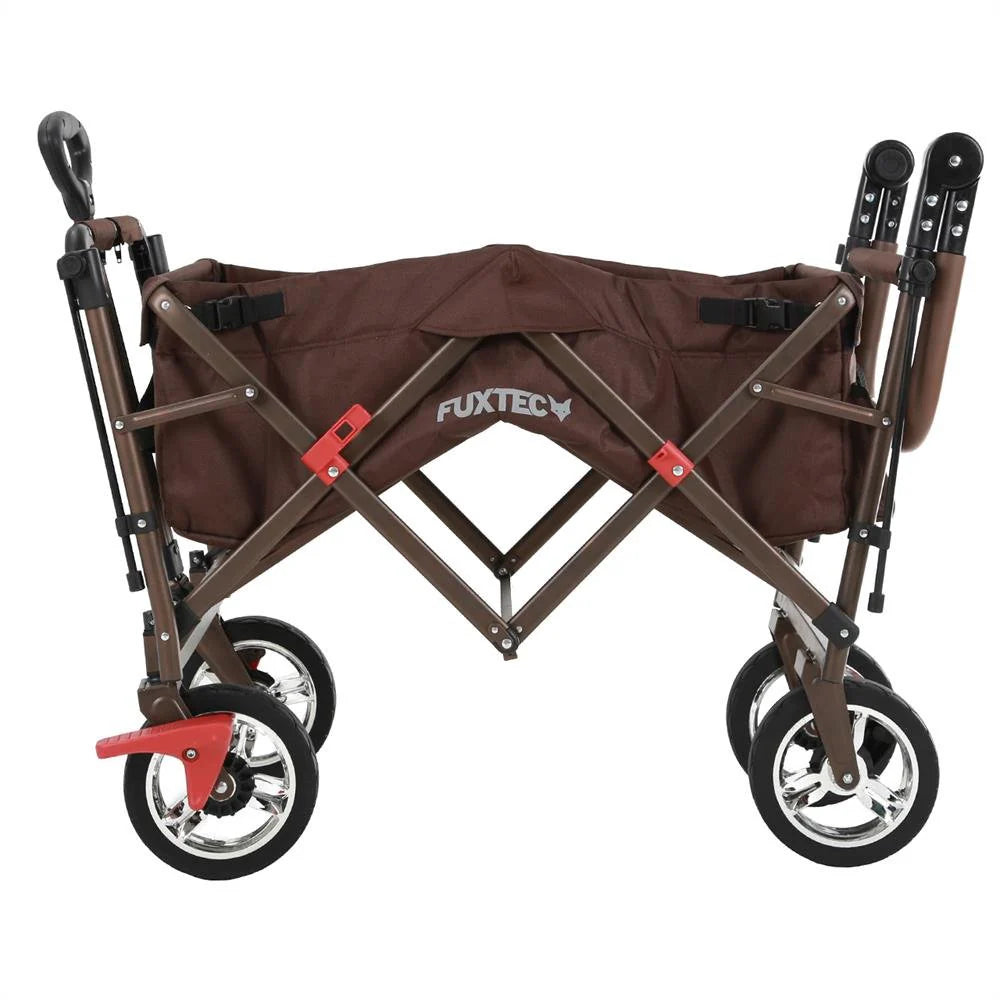 Bollerwagen FUXTEC FX-CT700, Carro Plegable Gris para el Transporte de niños, Ciudad, Campo, Playa o montaña - con Capota Anti-UV, asa de Empuje, Freno de Mano Delantero y Trasero, El Original