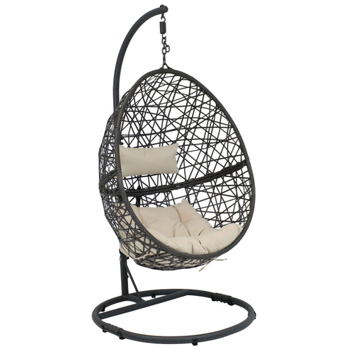 2025 Silla Colgante Sunnydaze Caroline en Forma de Huevo con Estructura de Acero y Cojín