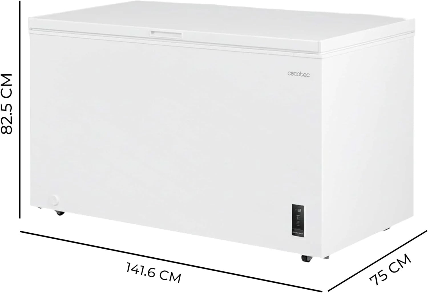 Cecotec Congelador Horizontal 418L Bolero CoolMarket Chest 418P White D. Cesta con Asas, Control Electrónico LED, Ruedas, Bajo Consumo, UltraContact D-Cool, Dual Function, Puerta ZeroG, Fast Freezing