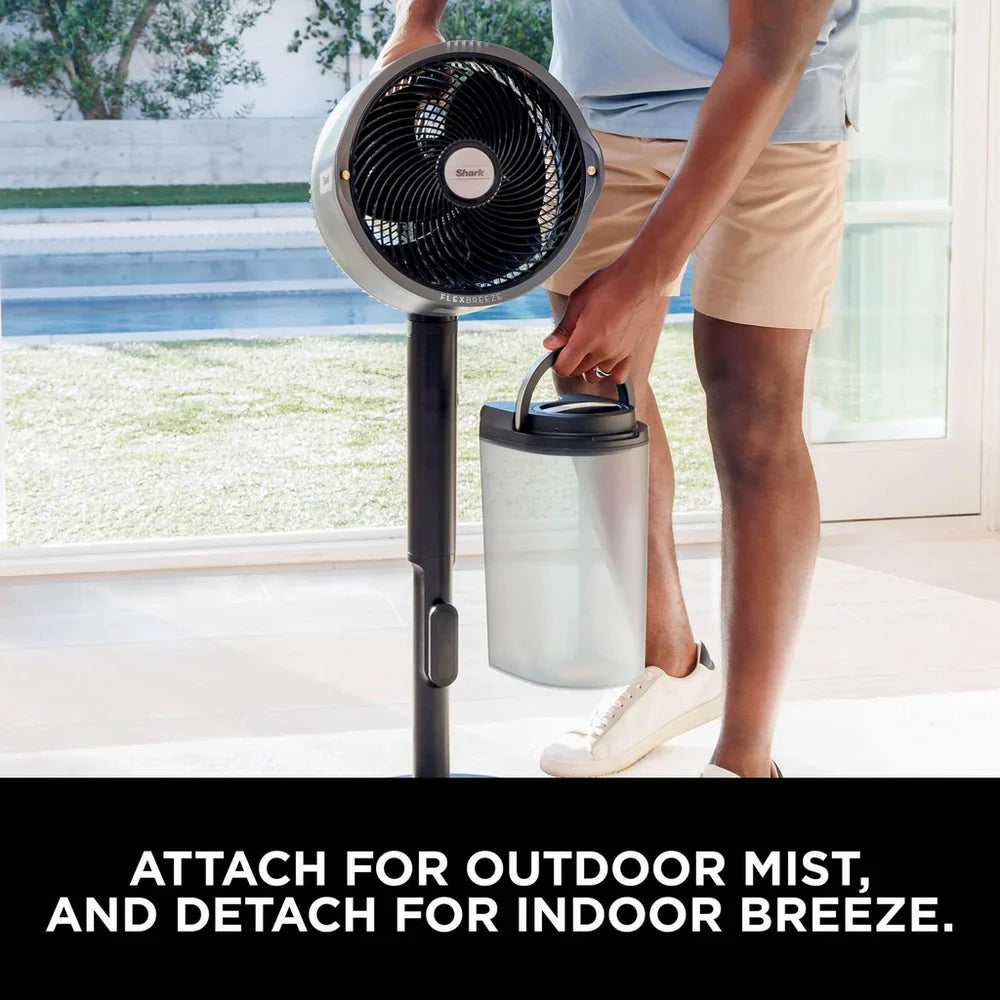 2025 Ventilador Shark FlexBreeze Pro Mist FA300UK – Ventilador portátil con nebulización para interior y exterior – Carbón gris