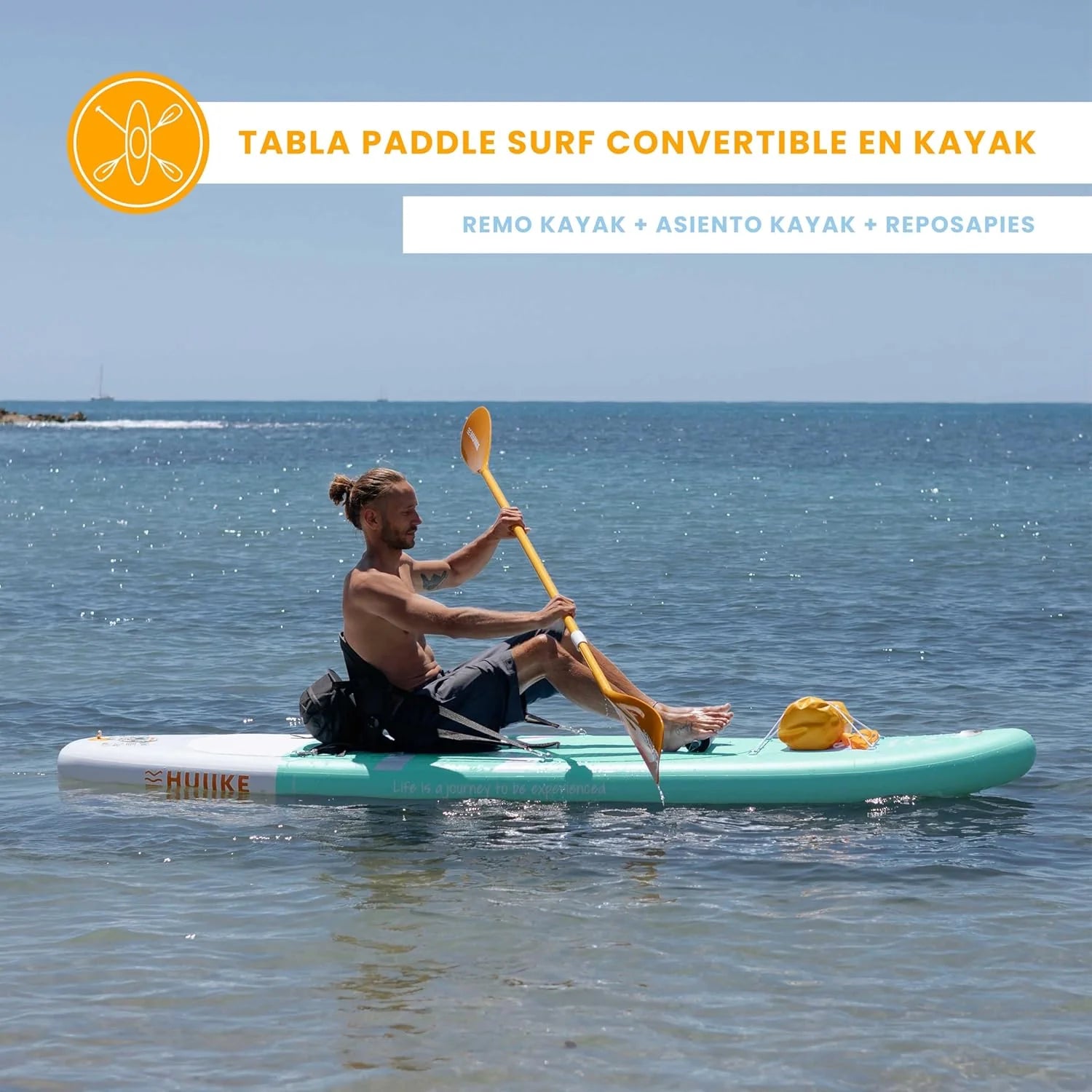 HUIIKE Tabla Paddle Surf Hinchable con Accesorios Incluidos, Remo, Quillas, Inflador. Stand Up Paddle Board Gran Estabilidad y Resistencia. 305 x 84 x 15 cm, Soporta hasta 130 kg