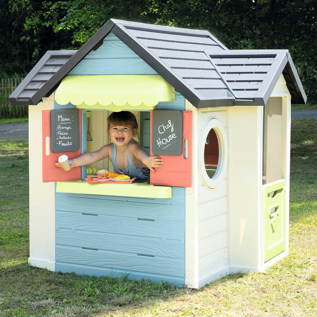 Smoby Life Garden House - Casa de Jardín Infantil de jardinería- Incluye Jardinera, Comedero para Pájaros, Herramientas y Accesorios - Protección UV - Material Reciclado - más de 2 años (7600810408)