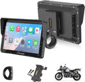 CARPURIDE W702S Pro Motocicleta CarPlay Pantalla con BM05 Soporte para Conectar y Usar, Inalámbrico CarPlay y Android Auto, 7" Impermeable Táctilpantalla, Dual Bluetooth, Control con Cable, Brújula.