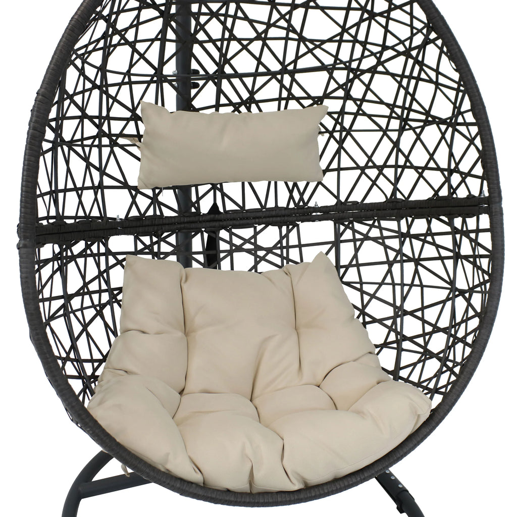 2025 Silla Colgante Sunnydaze Caroline en Forma de Huevo con Estructura de Acero y Cojín