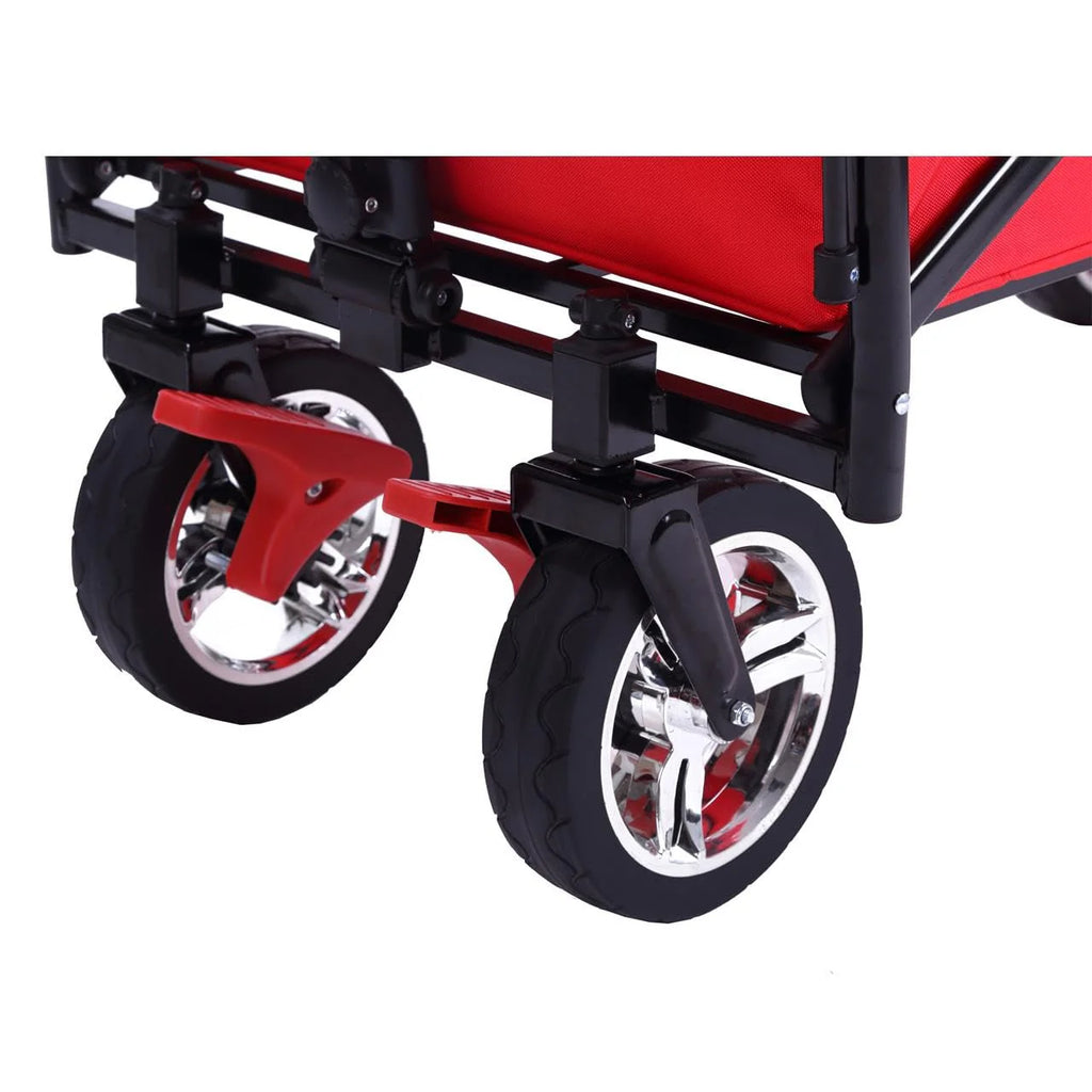 Bollerwagen FUXTEC FX-CT700, Carro Plegable Gris para el Transporte de niños, Ciudad, Campo, Playa o montaña - con Capota Anti-UV, asa de Empuje, Freno de Mano Delantero y Trasero, El Original