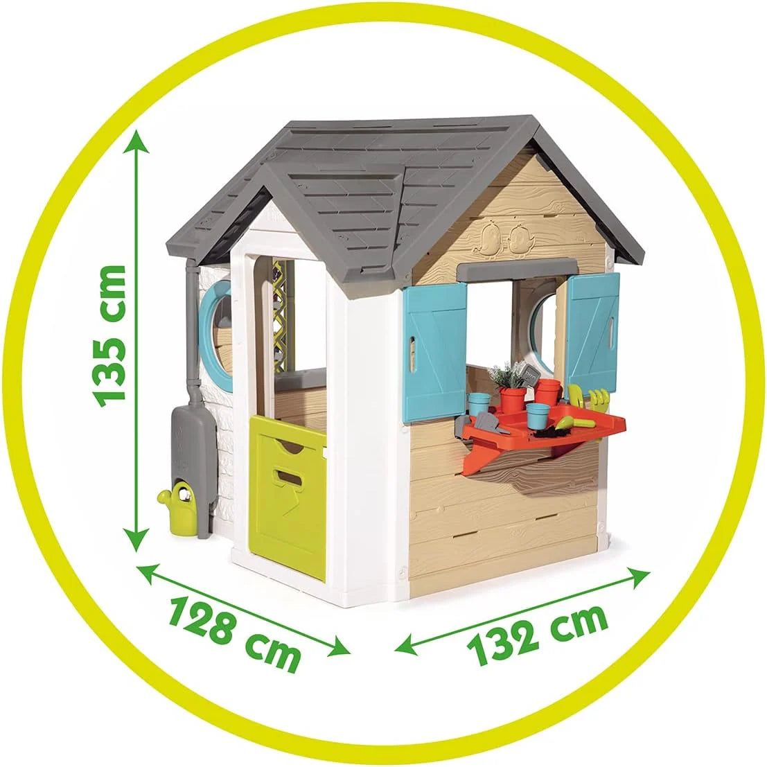 Smoby Life Garden House - Casa de Jardín Infantil de jardinería- Incluye Jardinera, Comedero para Pájaros, Herramientas y Accesorios - Protección UV - Material Reciclado - más de 2 años (7600810408)