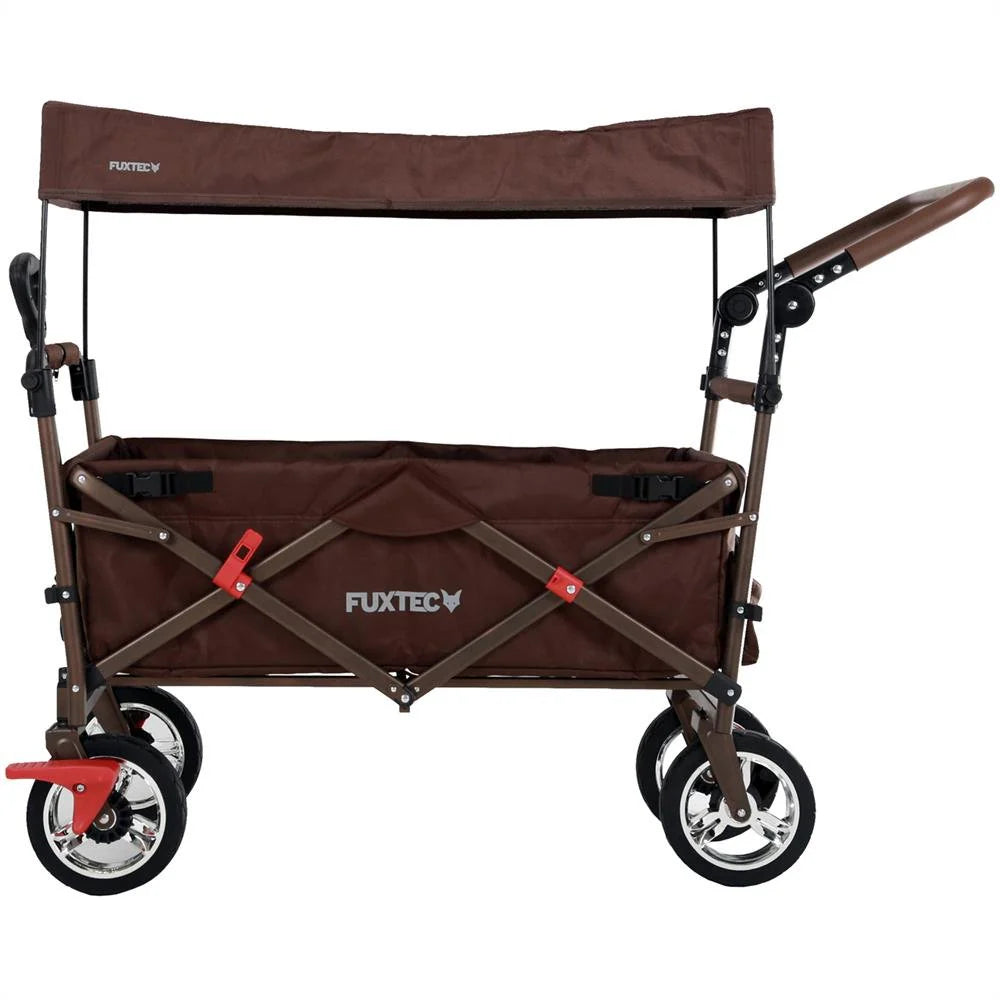 Bollerwagen FUXTEC FX-CT700, Carro Plegable Gris para el Transporte de niños, Ciudad, Campo, Playa o montaña - con Capota Anti-UV, asa de Empuje, Freno de Mano Delantero y Trasero, El Original