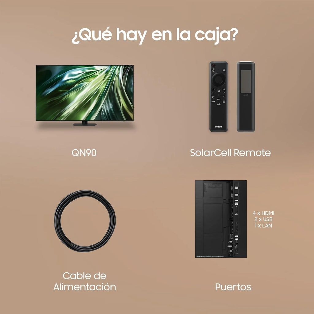 TV 55 Pulgadas Neo QLED QN90D 4K Mini LED con Resolución 4K Mejorada, Procesador NQ4 AI Gen2 con Inteligencia Artificial, Dolby Atmos, Q-Symphony y Motion Xcelerator 144 Hz