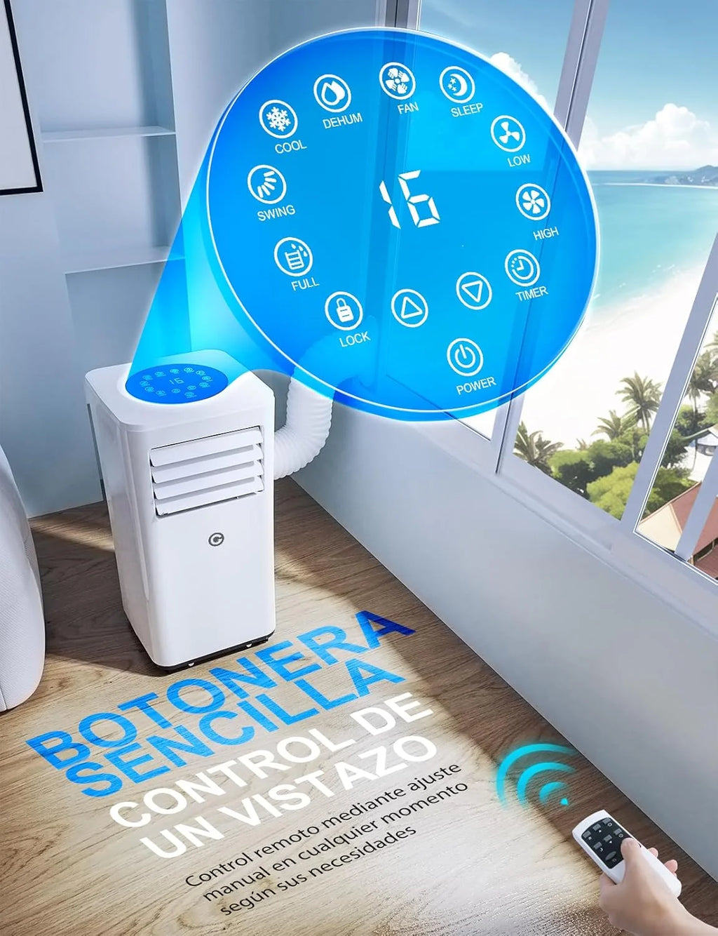 Aire Acondicionado Portátil 9000 BTU, 4 en 1