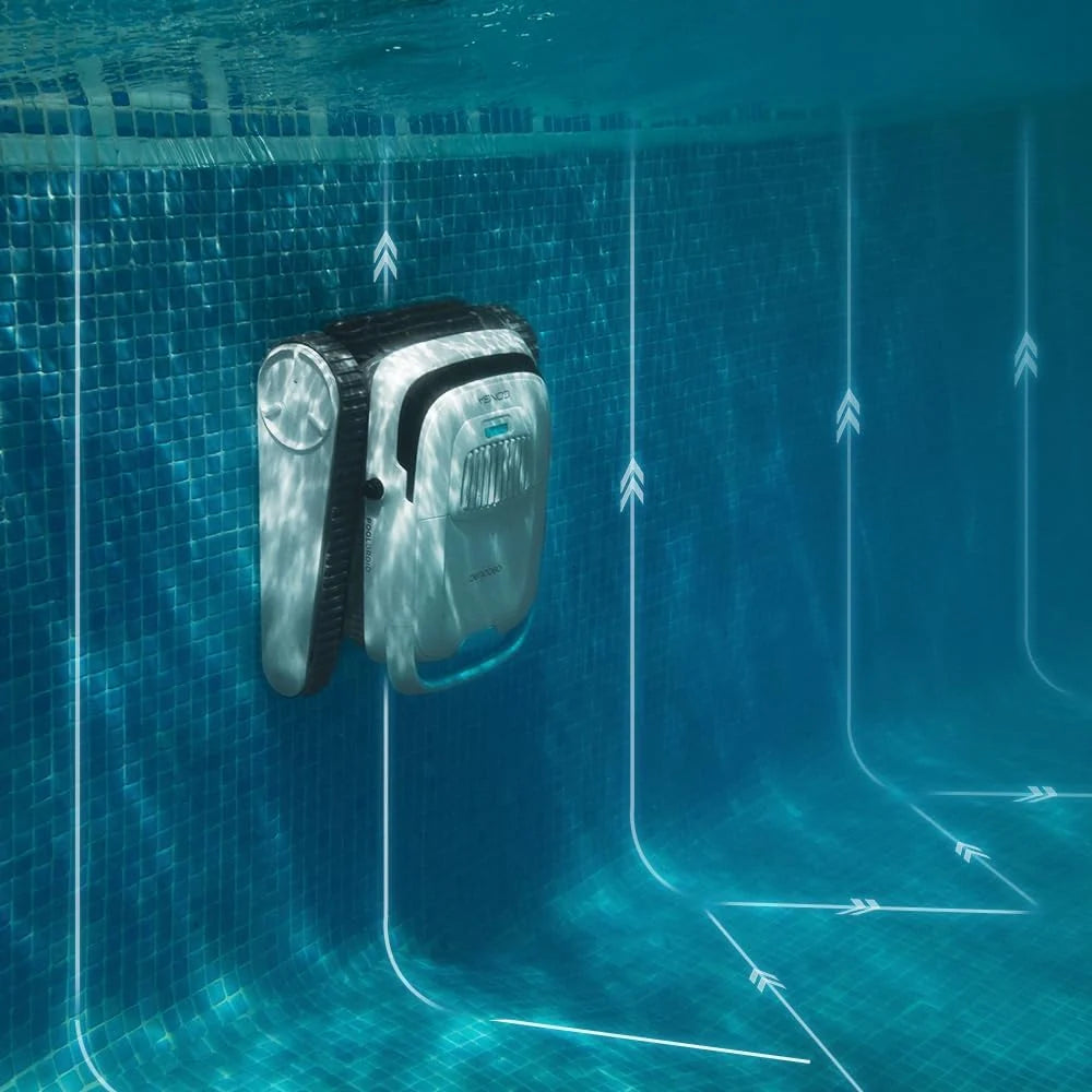 Cecotec Robot Limpiapiscinas para Fondos, Paredes y Línea de Flotación Conga Pooldroid 5000 TotalClean Pearl. Superficies 100m2, Pendiente Máx 90º, Limpieza Ordenada, Autonomía 100min, Capacidad 4L