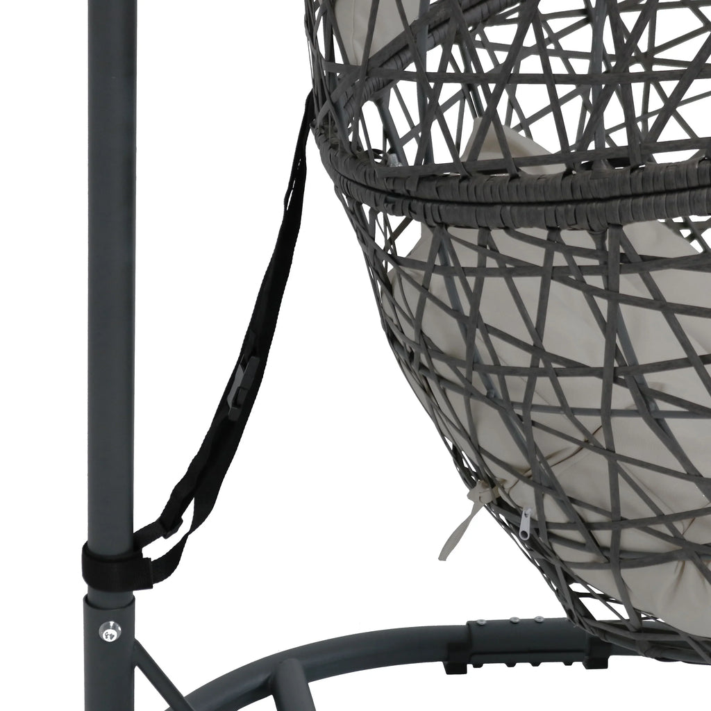 2025 Silla Colgante Sunnydaze Caroline en Forma de Huevo con Estructura de Acero y Cojín