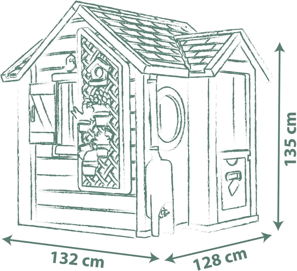 Smoby Life Garden House - Casa de Jardín Infantil de jardinería- Incluye Jardinera, Comedero para Pájaros, Herramientas y Accesorios - Protección UV - Material Reciclado - más de 2 años (7600810408)