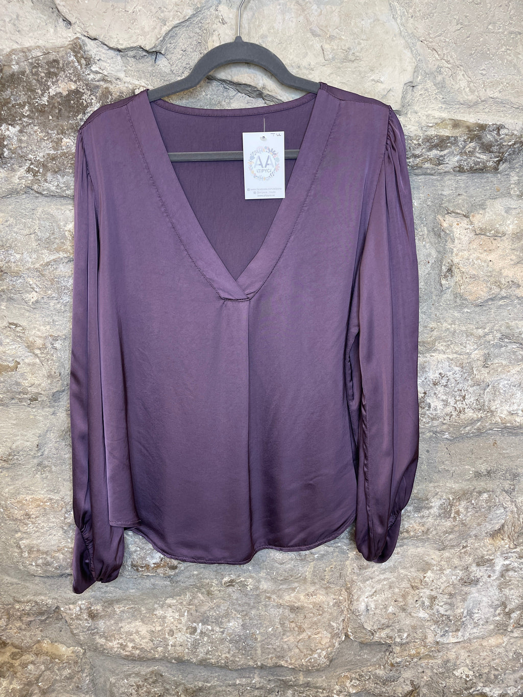 Blusa Satén manga larga ATIPYCA