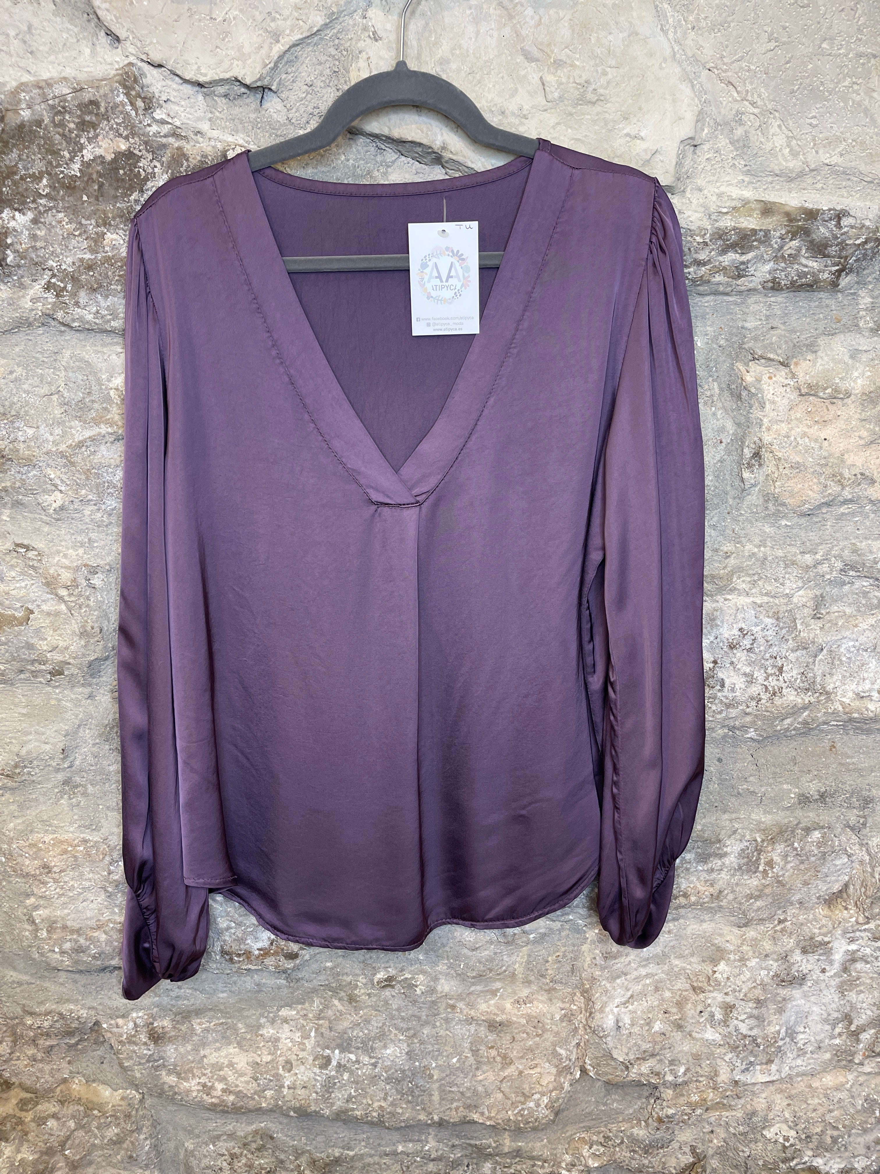 Blusa Satén manga larga ATIPYCA