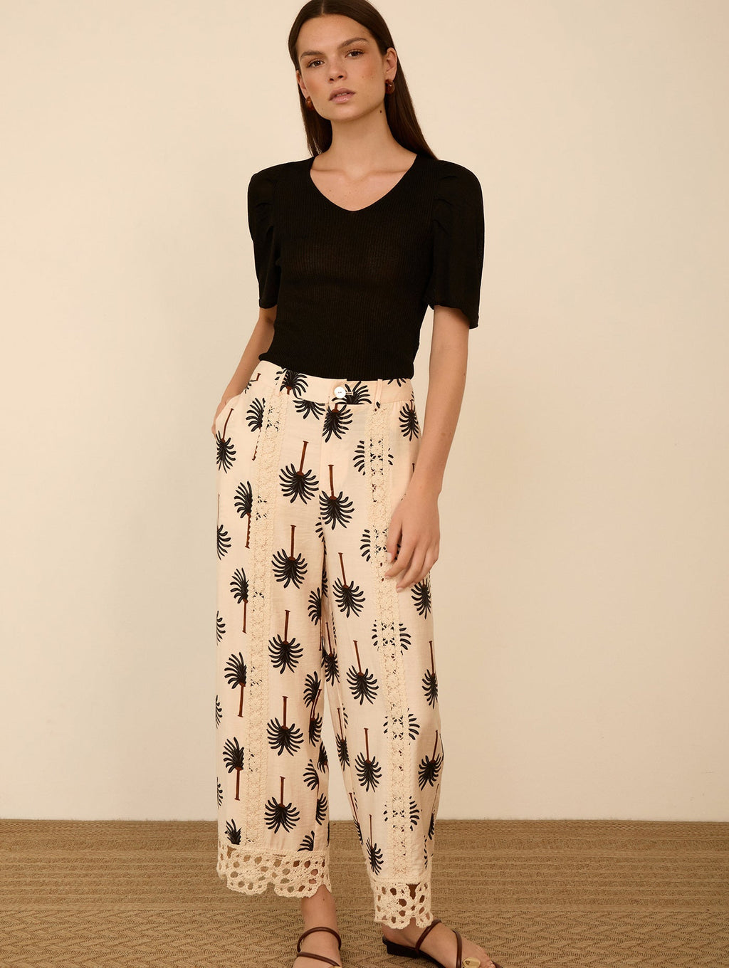 Pantalón Cropped Palmeras MEISIE