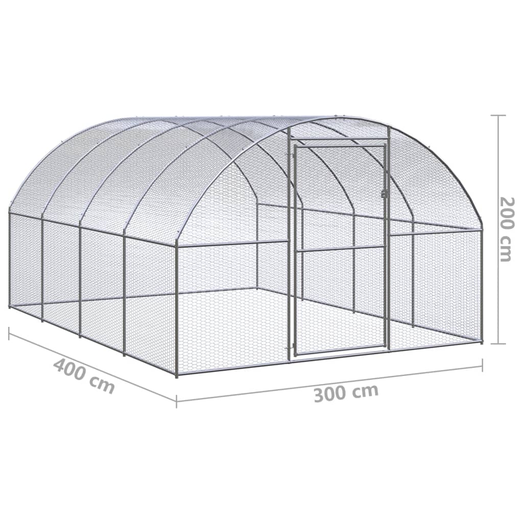 2025 Recinto para gallinas de acero galvanizado – Jaula exterior 3 x 4 x 2 m, recorrido libre, gallinero