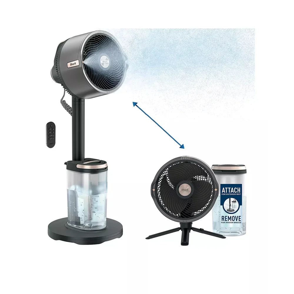 2025 Ventilador Shark FlexBreeze Pro Mist FA300UK – Ventilador portátil con nebulización para interior y exterior – Carbón gris