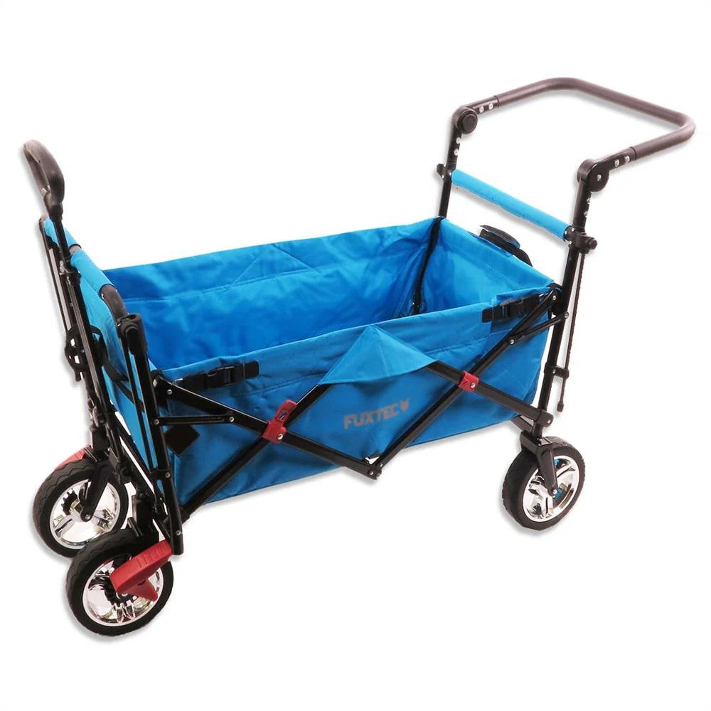 Bollerwagen FUXTEC FX-CT700, Carro Plegable Gris para el Transporte de niños, Ciudad, Campo, Playa o montaña - con Capota Anti-UV, asa de Empuje, Freno de Mano Delantero y Trasero, El Original