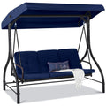 2025 Columpio de Jardín de 3 Asientos con Techo Convertible de Gran Tamaño