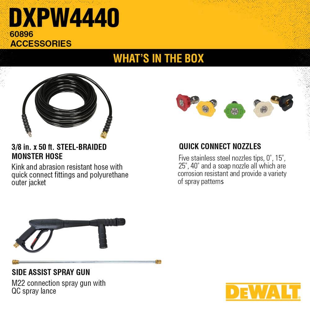 2025 DEWALT 4400 PSI 4.0 GPM Cold Water Gas Pressure Washer with HONDA GX390 Engine (49-State) DXPW4440