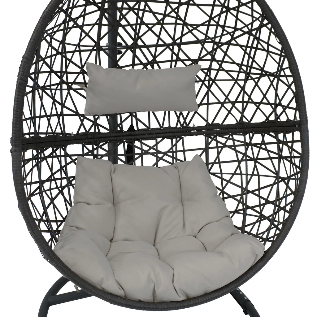 2025 Silla Colgante Sunnydaze Caroline en Forma de Huevo con Estructura de Acero y Cojín