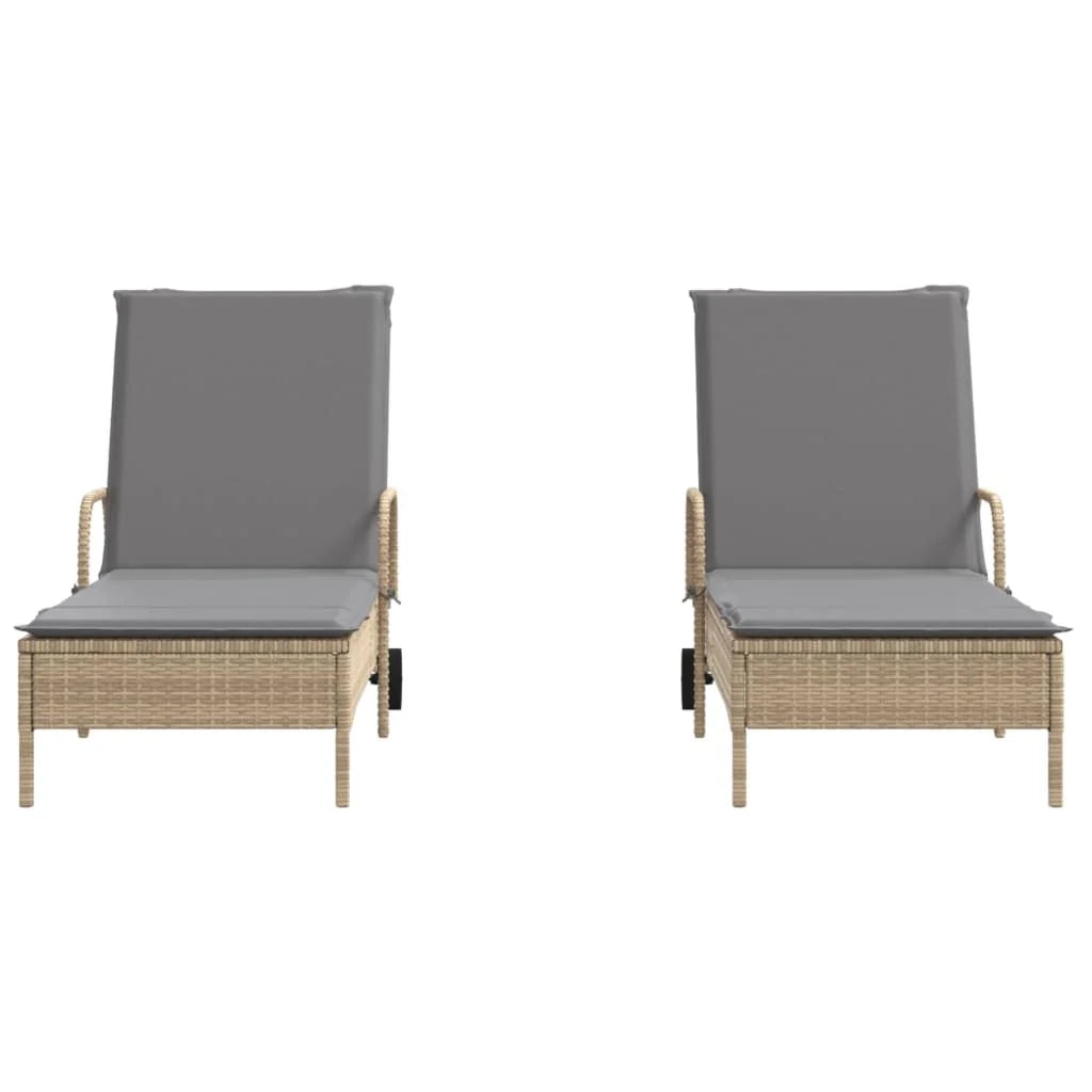 2 Uds Tumbona | Sillas Con Cojines Ratán Sintético Beige Cfw512621