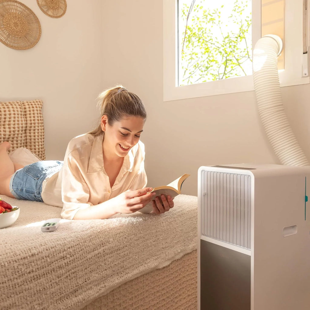 Cecotec Aire Acondicionado Portátil con Mando y Bomba de Calor ForceClima 9450 Style Heating, 9000 BTU, Táctil, Pantalla LED, 5 Modos, 2 Velocidades, Deshumidificador, Temporizador, 16 m², White