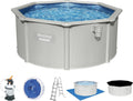 Bestway Hydrium - Piscina de Pared de Acero con Filtro de Arena, diámetro de 300 x 120 cm, Gris, Redonda