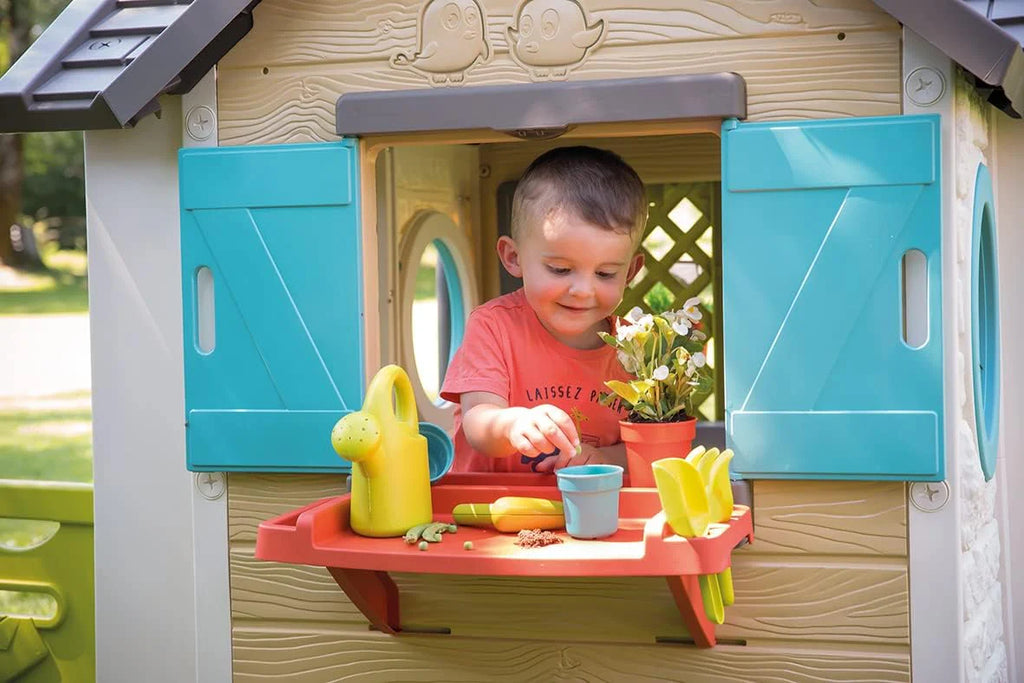 Smoby Life Garden House - Casa de Jardín Infantil de jardinería- Incluye Jardinera, Comedero para Pájaros, Herramientas y Accesorios - Protección UV - Material Reciclado - más de 2 años (7600810408)