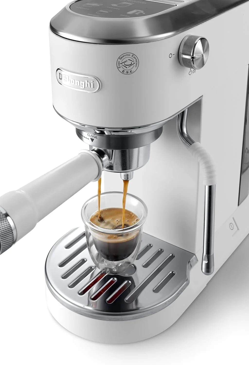 De'Longhi Dedica – Cafetera de Bomba de Acero Inoxidable para Café Molido o Monodosis, Espresso y Capuchino, Depósito de 1.3 Litros, Sistema Antigoteo, Modelo EC685.M, Color Metal