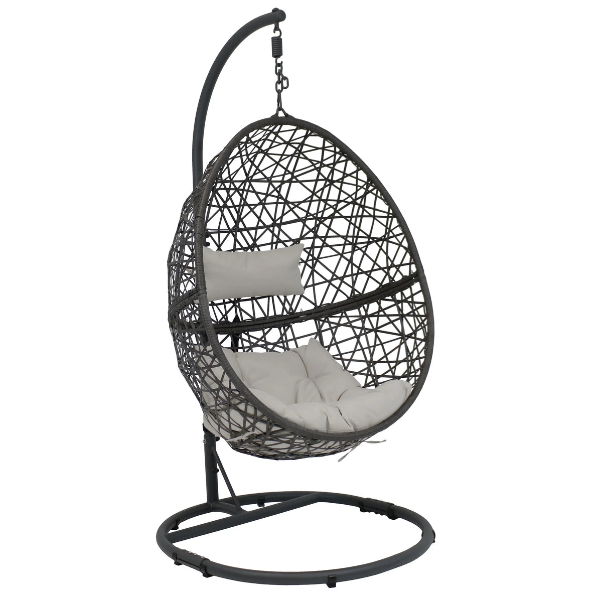 2025 Silla Colgante Sunnydaze Caroline en Forma de Huevo con Estructura de Acero y Cojín