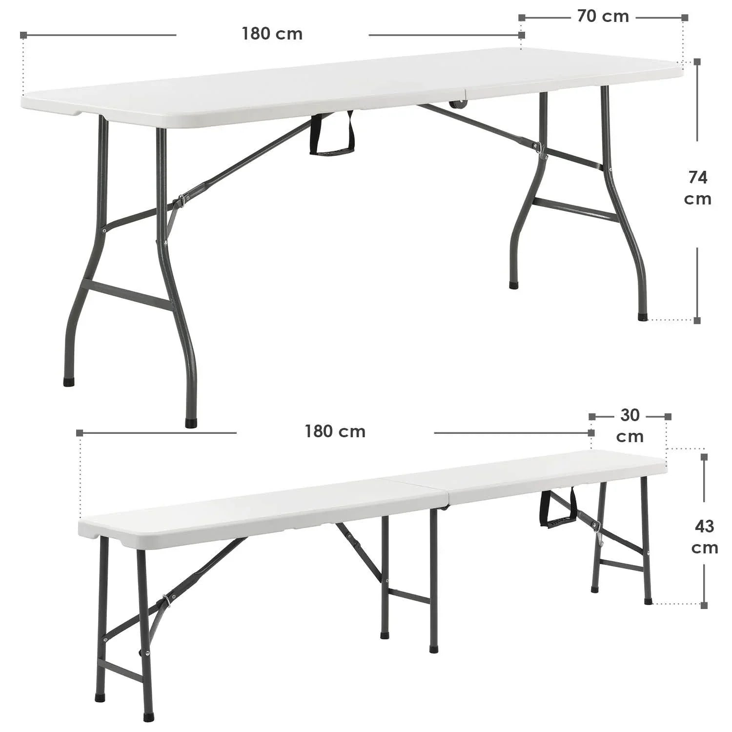 2025 Conjunto de mobiliario plegable para fiestas Bayreuth 180x70x74 cm