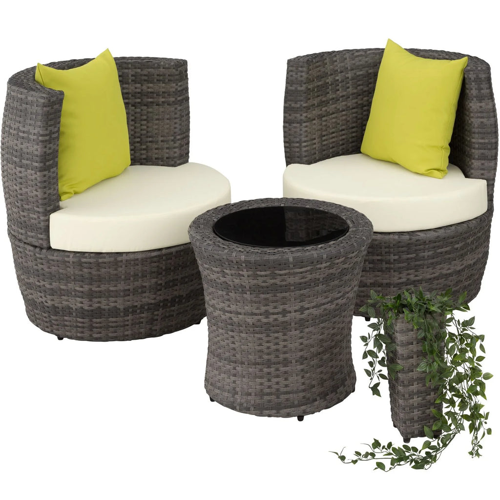 Conjunto De Ratán Y Aluminio Nizza - Gris