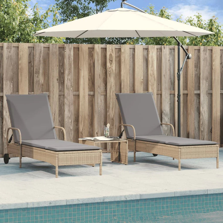 2 Uds Tumbona | Sillas Con Cojines Ratán Sintético Beige Cfw512621