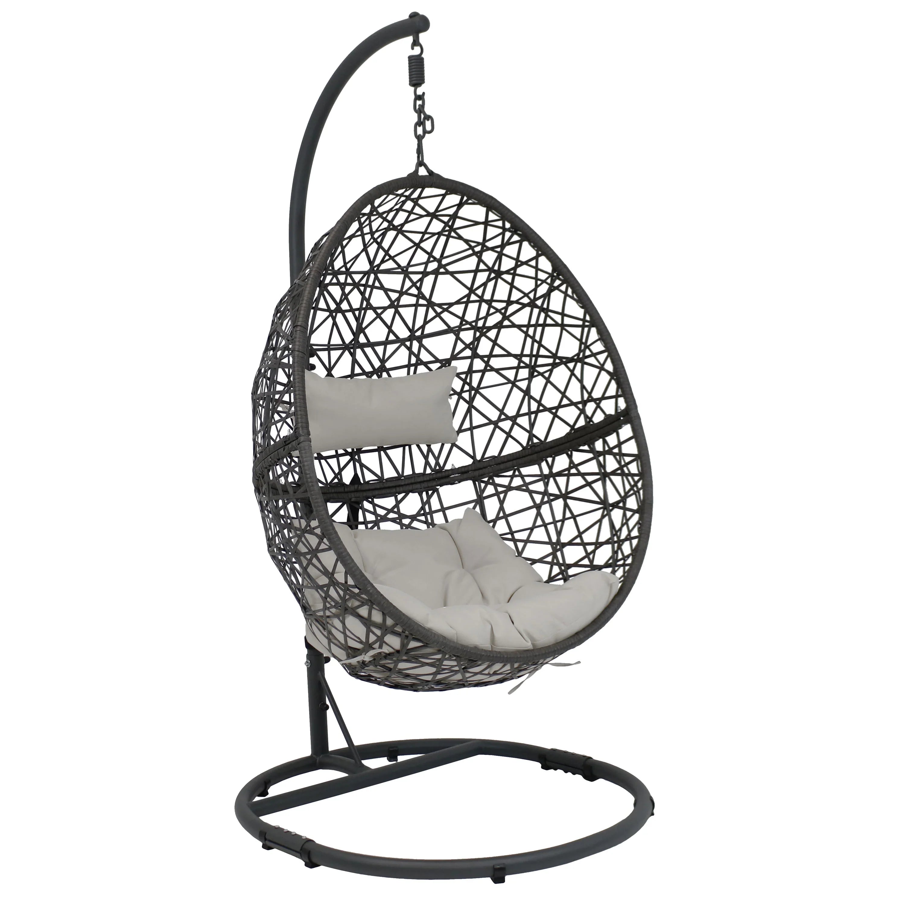 2025 Silla Colgante Sunnydaze Caroline en Forma de Huevo con Estructura de Acero y Cojín